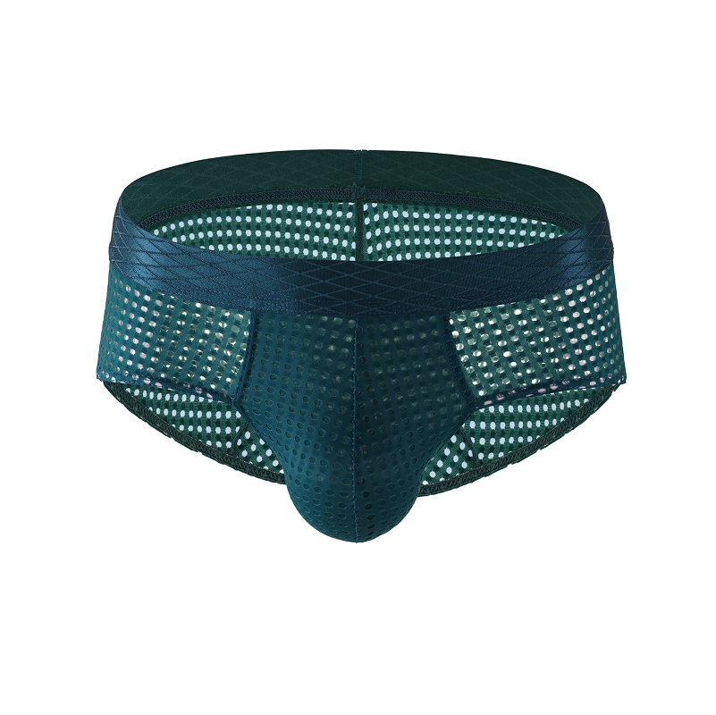 Mens-Breathable-Air-Mesh-Brief-Green