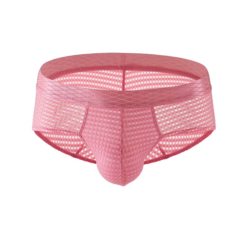 Mens-Breathable-Air-Mesh-Brief-Pink