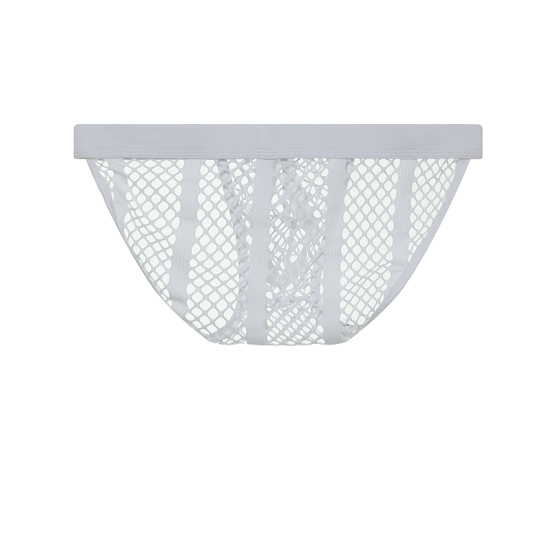 Mens-Mesh-High-Cut-Sexy-Brief-White