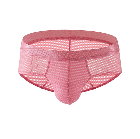 Mens-Breathable-Air-Mesh-Brief-Pink